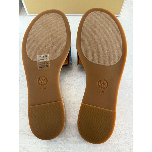 NIB Michael Kors Saylor Slide Sandals Blu Haze Mlt Slip-On Open Toe 9.5M - Picture 4 of 8